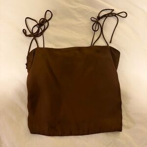 Urban Outfitters Brown Satin Tank